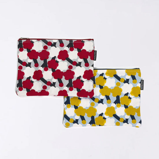 Kyoto hand-dyed canvas flat pouch (plum)