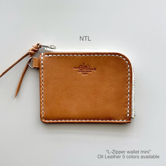 L-Shaped Zipper Wallet "Mini" Italian Oil Leather Hand-Stitched