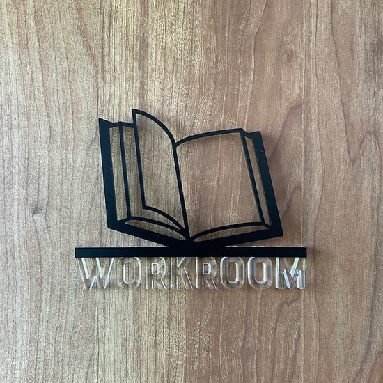 Room Sign WORKROOM 3D Icon for Door Clear Letters