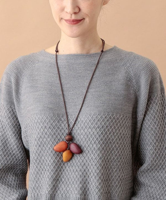 Wood Mango Top Necklace A24WPN032RD