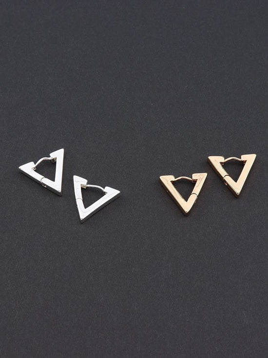 Metal triangle pierced earrings (2 colors)