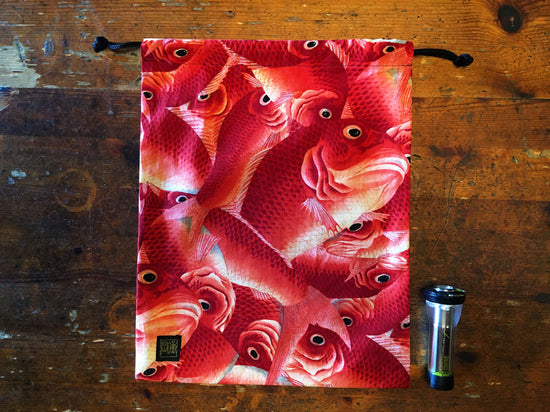 HAURA Drawstring Bag, Sea Bream Zukushi Pattern, L Size