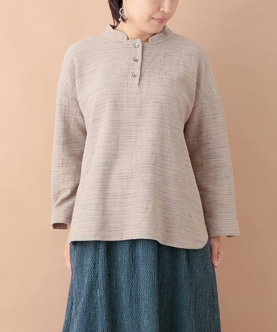 Khadi style mixed slub cotton rough blouse 24W414