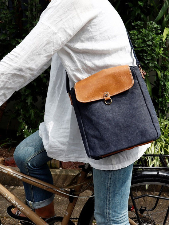 Canvas and Synthetic Leather Vertical Shoulder