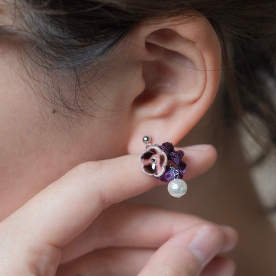 [Kutani] Pearl Clip-on earrings (purple)