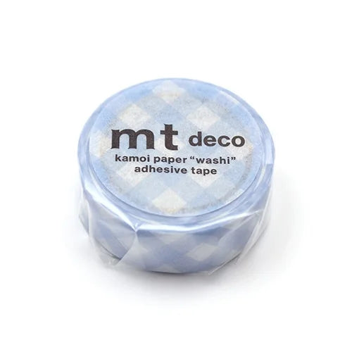 mt Masking Tape – Wide Gingham Check, Pastel Ultramarine, 15mm×7m