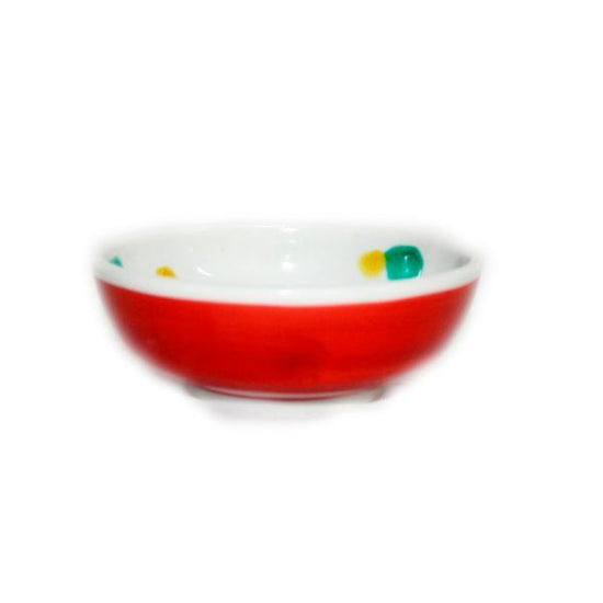 [Eisyou] Small bowl with red scroll camellia design