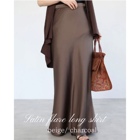 Satin Flared Long Skirt