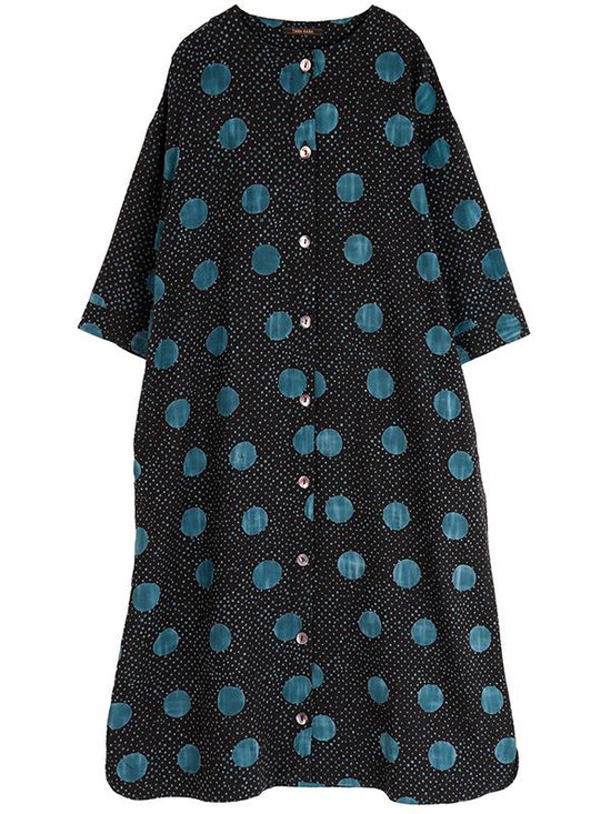 Organic cotton dot&dot print front open dress (3 colors)