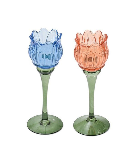 Flower Glass Candle Holder L (2 colors) M53-2578