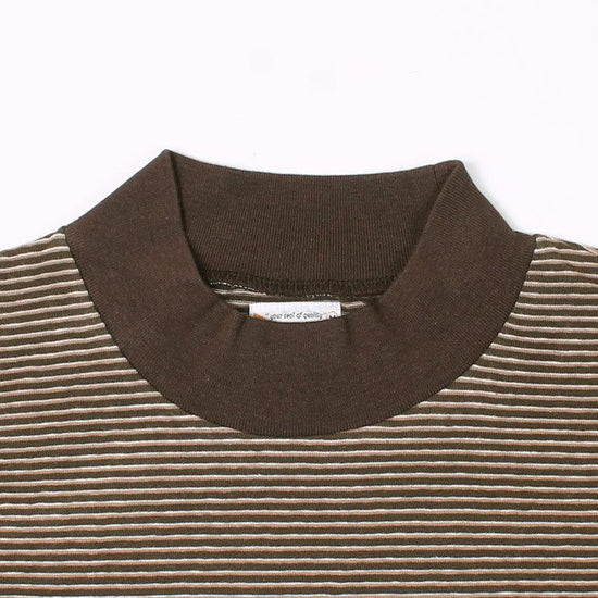 FELCO S/S MOCK NECK NARROW STRIPE POCKET TEE