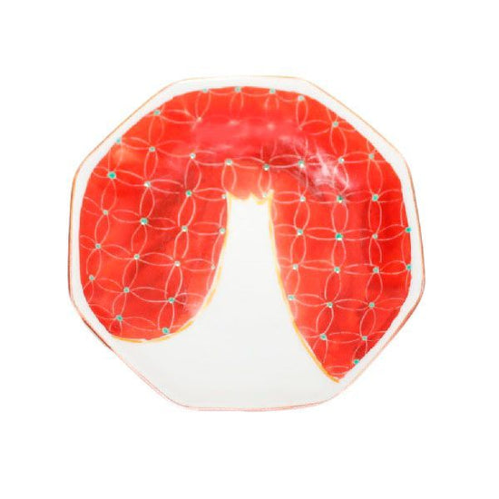 [Eisyou] Fuji design four-sided octagonal dish (red)
