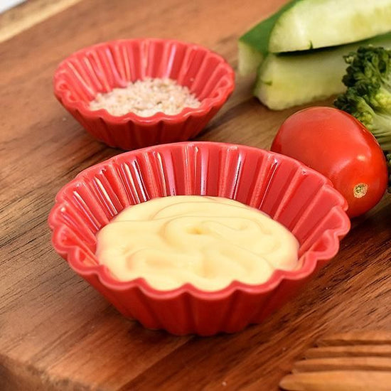 Red Baking Cup Round Large Red Type Western Tableware, Petit Bowl, Made in Japan, Minoyaki, Stylish, Modern