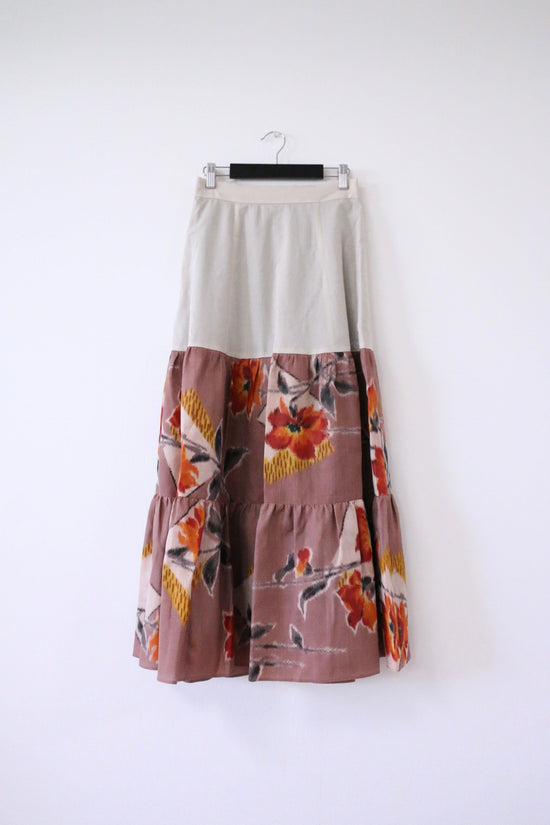 Vermilion Flower -Meisen Teered Skirt Beige- (Japanese only)