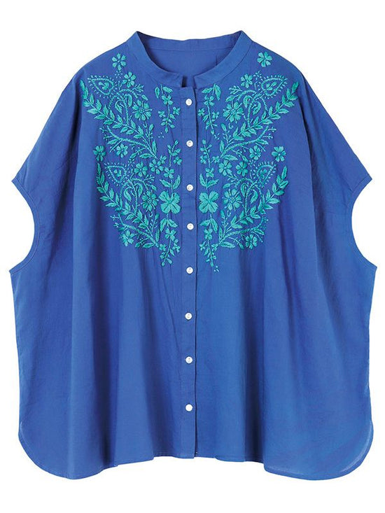 Color Schematic Rakunou Embroidery Cotton Blouse (3 colors) [Expected to arrive in early May] (Japanese only)