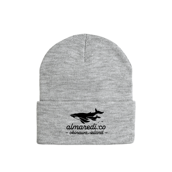 Cuff knit cap gray "Humpback whale parent-child bond" type B