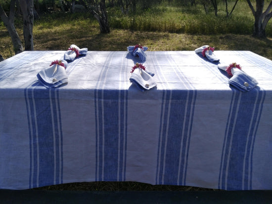 Linen 100% Table Cross with Fringe CEUTA
