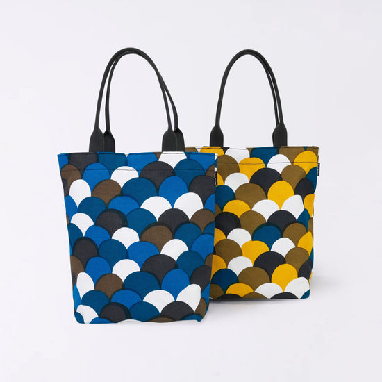 Kyoto Hand-Dyed Canvas Tote Bag (Vertical) (Blue Sea Wave)