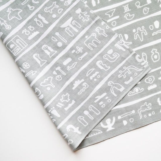 Ancient Letter Tenugui Towel -Gray