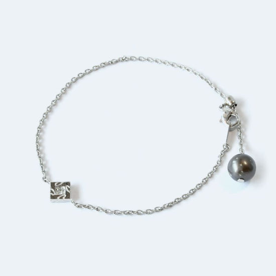 Single Pearl Bracelet Ocean Gray