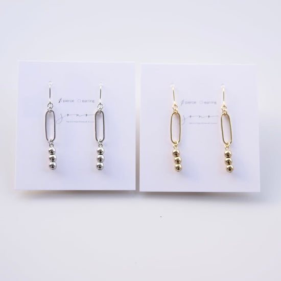 타원형 x 3개 구슬 피어싱/귀걸이