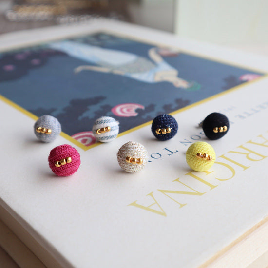 Button pierce/earring(+Beads)