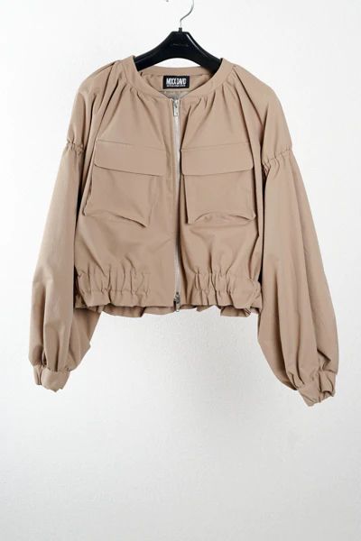 Gathered Twill Blouson (Beige)