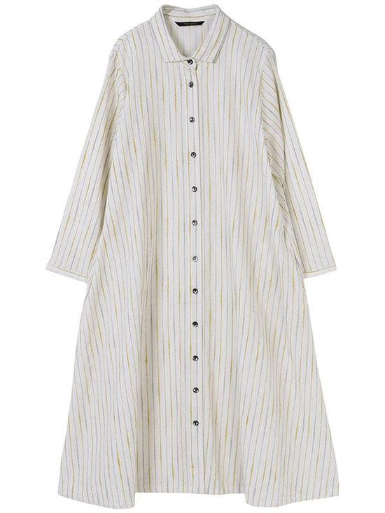 Slub Rope Sashiko Style Dobby Cotton Shirt Dress (3 Colors)