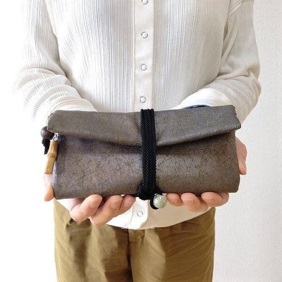 Kyoto, special edition, rolled bag, cotton, silk, green color, black burnt foil, cotton foil processing