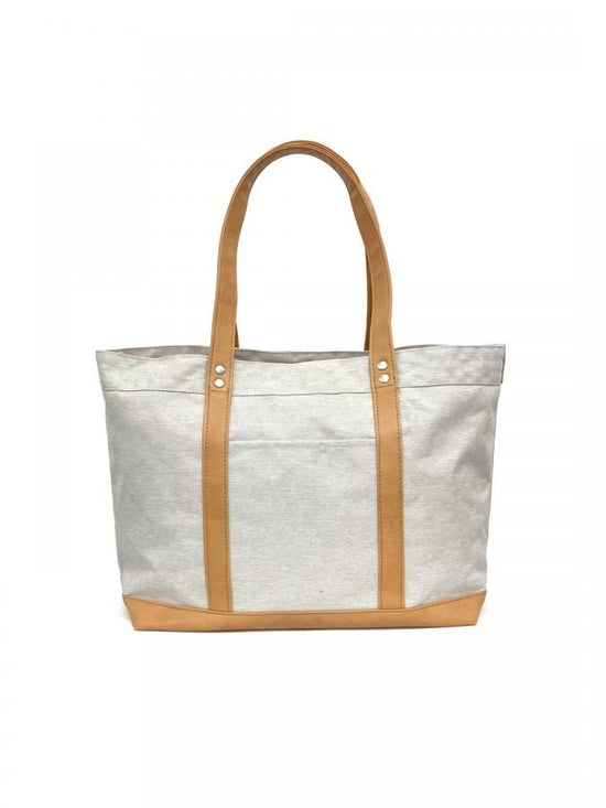 Poly canvas and synthetic leather polyester boat-shaped tote bag in 3 colors