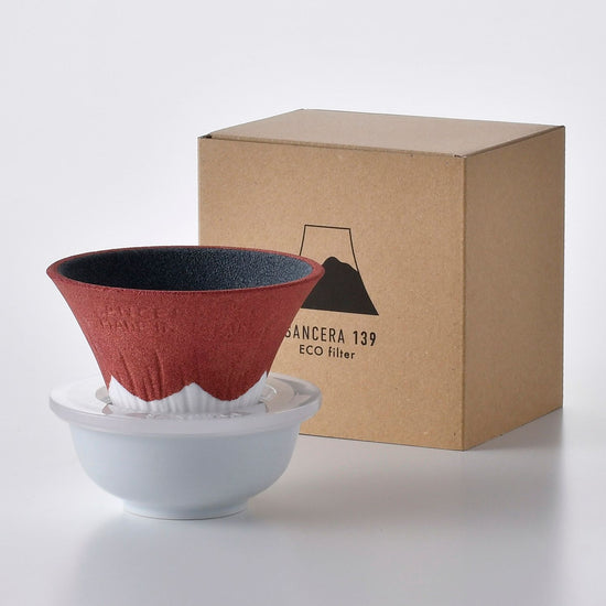 Hasamiyaki Ceramic Coffee Filter Red (Mt. Fuji)