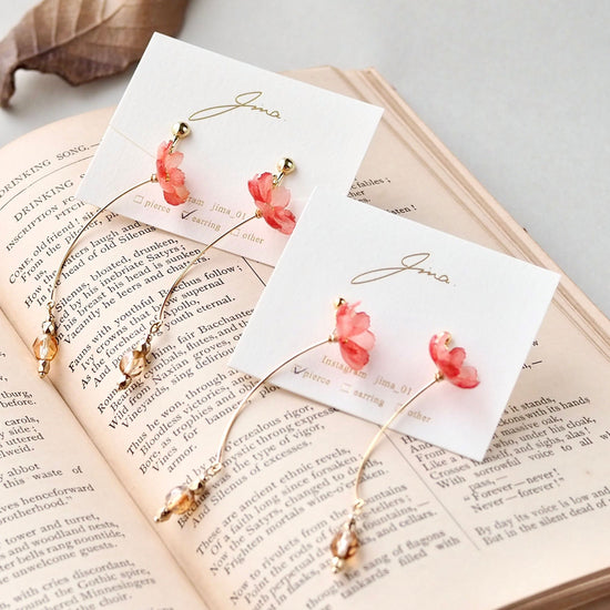Mino Washi Autumn Cherry Blossom (Pink) Pierced earrings/Clip-on earrings