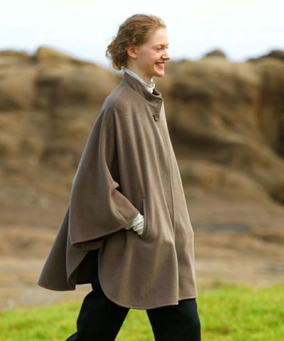 Synthetic Leather Button Poncho Coat
