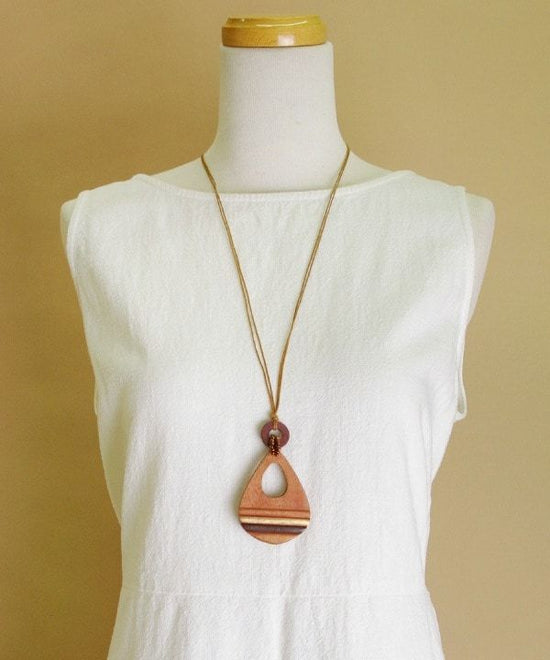 Wood Ring Top Necklace A24WPN055BR