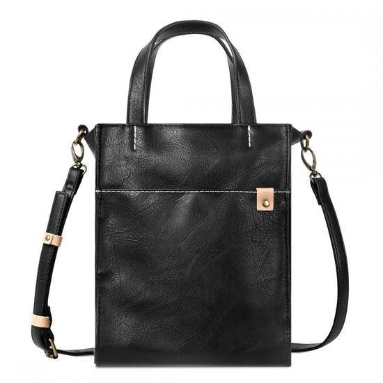 Genuine Leather Like Synthetic Leather 2-Way Vertical Handbag
