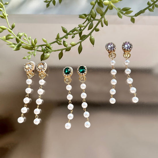Long Pierced earrings and Clip-on earrings with Glitter Bijoux
