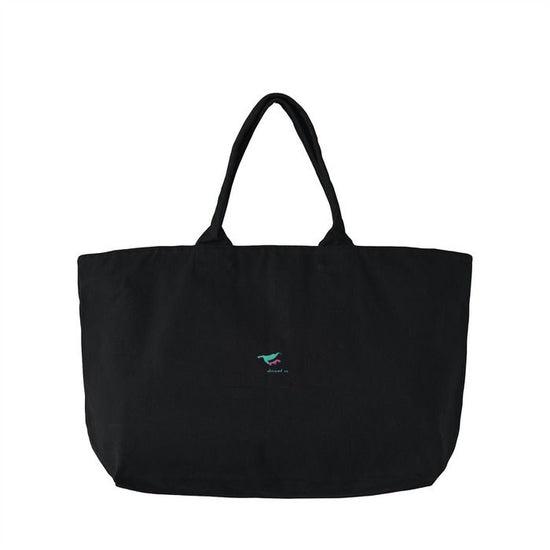 Zip tote bag [campus] black "Humpback whale parent-child bond"