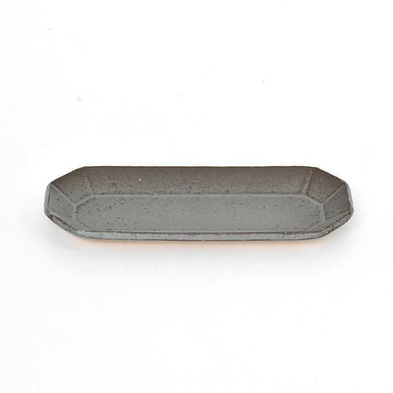 Angle Green Long S Green type Western tableware, shaped plate, made in Japan, Minoyaki, cafe style