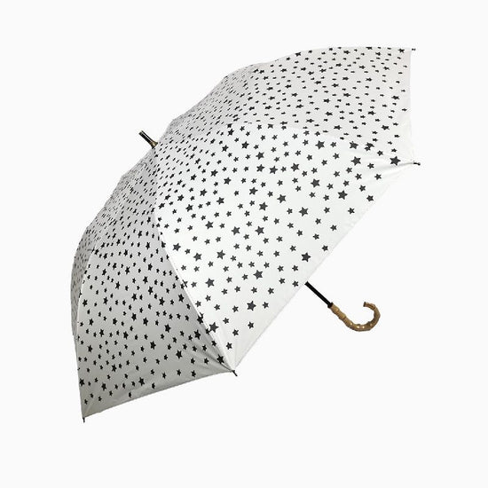 Short Wide Umbrella Heat-Shielding & Fully Light-Shielding Star Print Sunshade Umbrella Black Coated Back