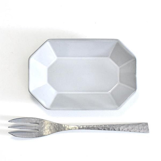 DEPRE White Long Rectangular Octagonal Plate S White type Western Tableware, Long Rectangular Plate, Small Plate, Minoyaki, Cafe Style, Made in Japan