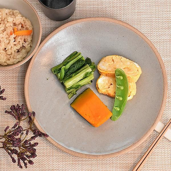 Gray Soil Plate Medium Grayish Western Tableware Round Medium Plate, Made in Japan, Minoyaki, Stylish, Modern