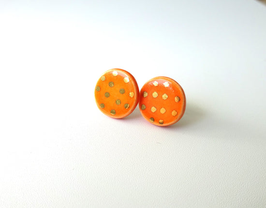 Gilded dot round pierce/earring (orange)