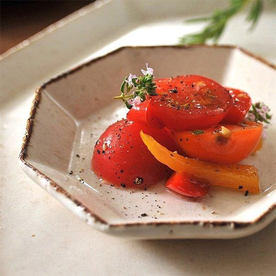 Angle White S White type Western tableware, shaped plate, made in Japan, Minoyaki, stylish, modern