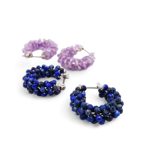 코랄 라피스라줄리 피어싱 귀걸이 (대)