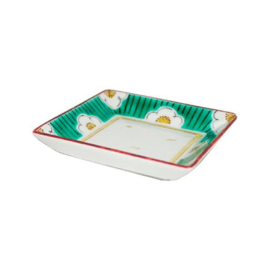 [Eisyou] Three-sided square dish with white plum design