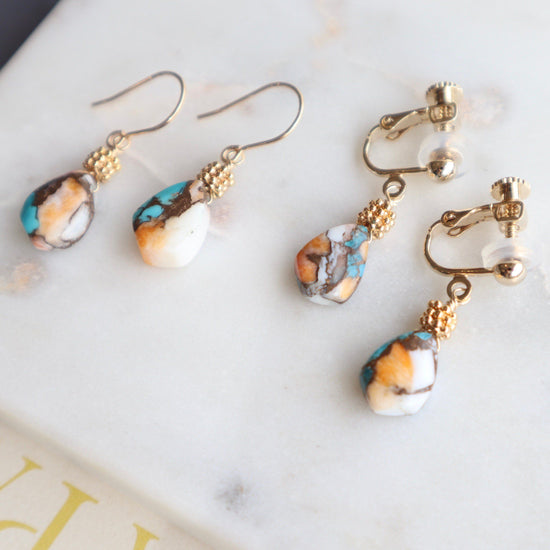 Oyster copper turquoise marquise pierce/earring