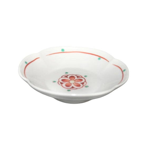 [Eisyou] Plate, red plum design, 3.7" x 7