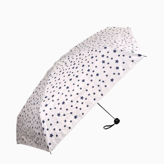 Pocket Brella Ultra-Small 5-Tiered Micro Star Print Folding Umbrella with Black Coated Lining
