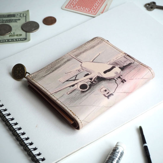 L-Shaped Zipper Wallet (Departure Airport) All Leather for Men and Women