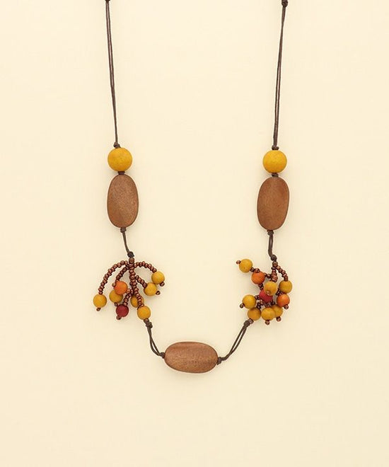 Wood Doubled Nut Necklace A24WPN056BR